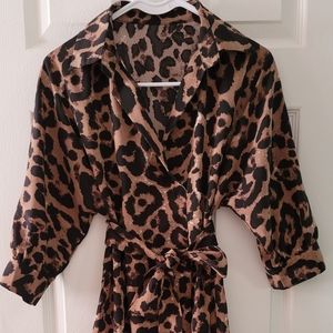 3/4 sleeve leopard print dress